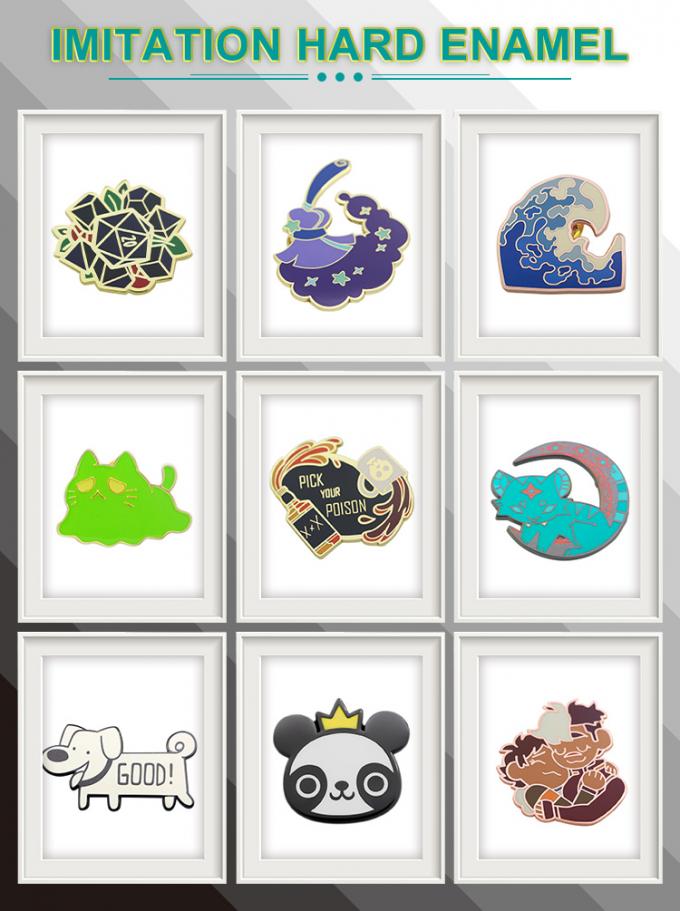 कस्टम तामचीनी पिन कोई न्यूनतम चमक ब्रश एनीमे हार्ड तामचीनी पिन सॉफ्ट लैपल बैज 1